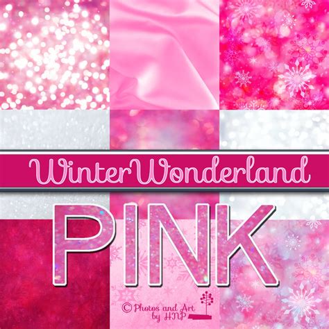 Winter Wonderland Pink Digital Scrapbook Paper Bokeh Snowflake Etsy