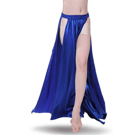 Belly Dance Costume 2 Side Slits Skirt Dress Up Indian Theme Party Satin Skirt Ebay