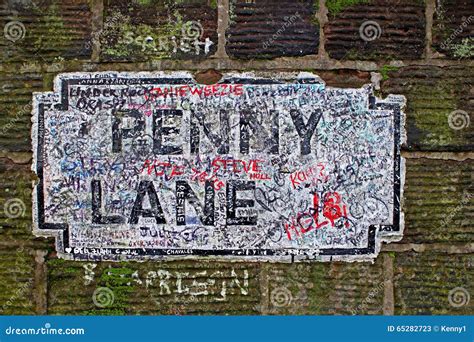 Penny Lane Street Sign Stock Image Image Of England 65282723