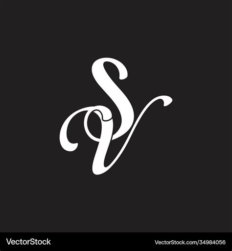 Letters Sv Linked Curves Design Logo Royalty Free Vector