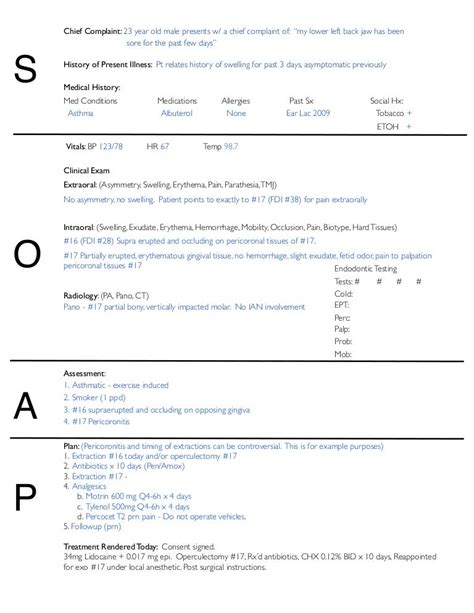 Soap Notes Dentistry Example