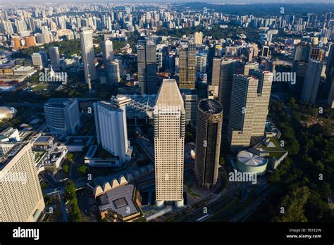 View Of Singapore City State From Aerial Perspective Stock Photo Alamy