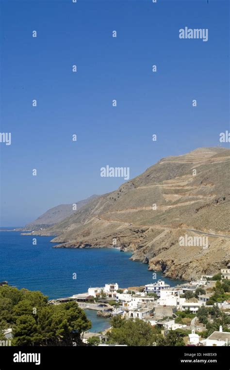 Greece Crete Chora Sfakion Lies Picturesquely On The Foot The