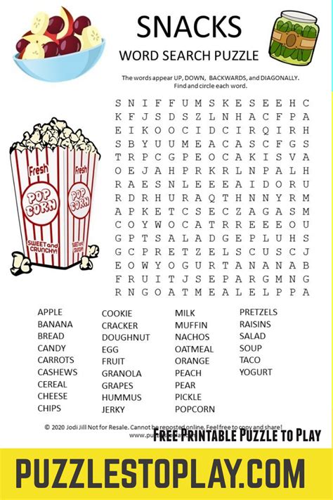 Food Word Search Puzzles