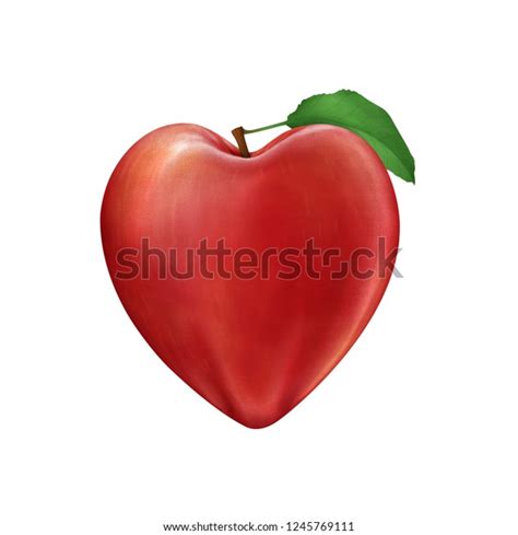 Heart Shaped Apple Leaf Realistic Illustration Stock Illustration