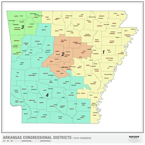 Arkansas 2024 Congressional Districts Wall Map By Mapshop The Map Shop