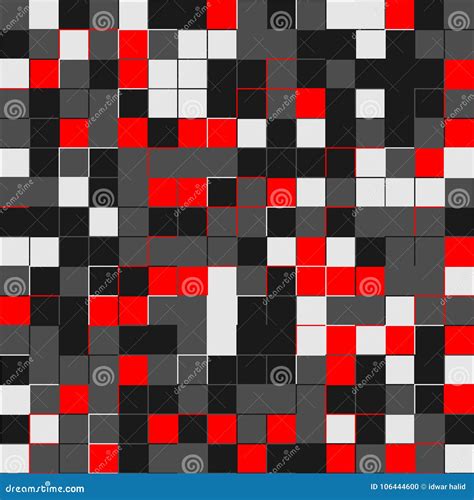 Random Red Squares Random Colored Abstract Digital Generative Art For