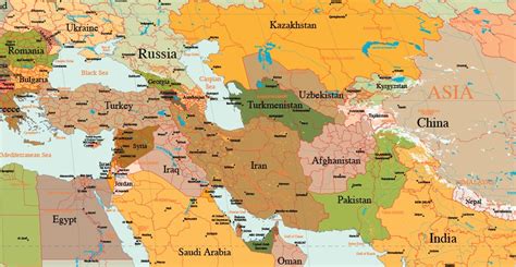 Middle East And Central Asia Map World Map