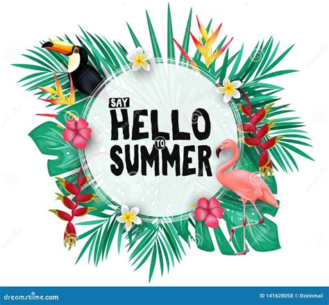 Tropical Hello Summer Poster Design With Space For Text In The Middle