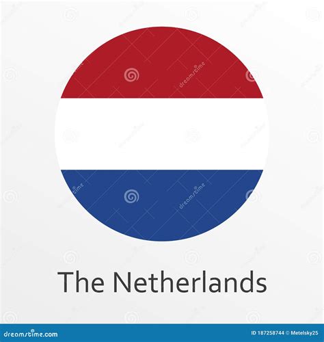 Flag Of Holland Round Icon Or Badge The Netherlands Circle Button Dutch National Symbol Stock