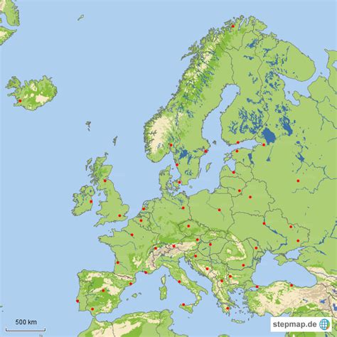 StepMap Europa ohne Bezeichnungen Landkarte für Europa
