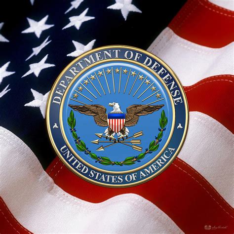U S Department Of Defense D O D Emblem Over U S Flag Digital Art By Serge Averbukh Fine