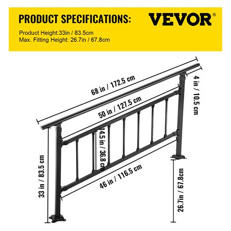 Buy Vevor Outdoor Stair Railing Fits For 1 5 Steps Transitional