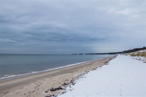 Wallpaper Sea Shore Sand Snow Winter Beach Coast Horizon