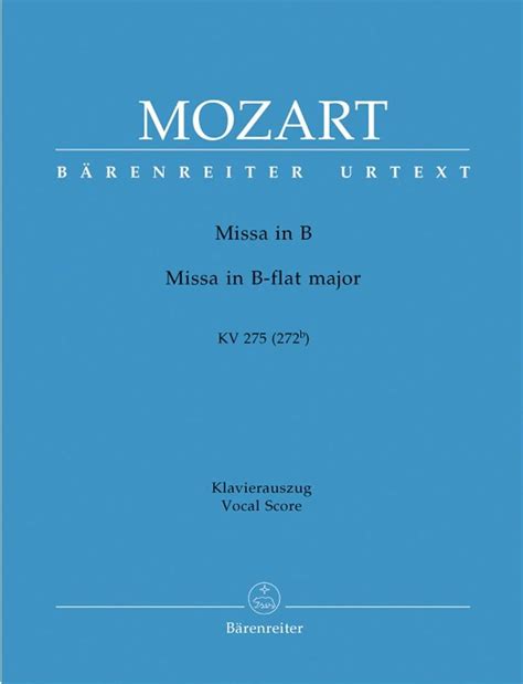 Mozart Wa Missa Brevis In B Flat K275 Urtext For Klaver Node