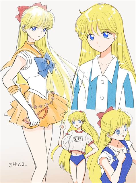 Aino Minako Sailor Venus Blonde Hair Sailor Senshi Uniform Long Hair