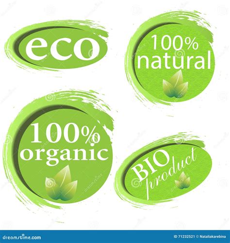 Green Eco Bio And Organic Labels And Stickers On A White Background