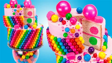 Wacky Rainbow Bubble Gum Cake Bubblegum Cake From Cookies Cupcakes