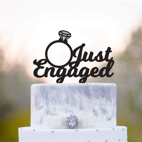 Just Engaged Ring Cake Topperwere Engaged Cake Etsy