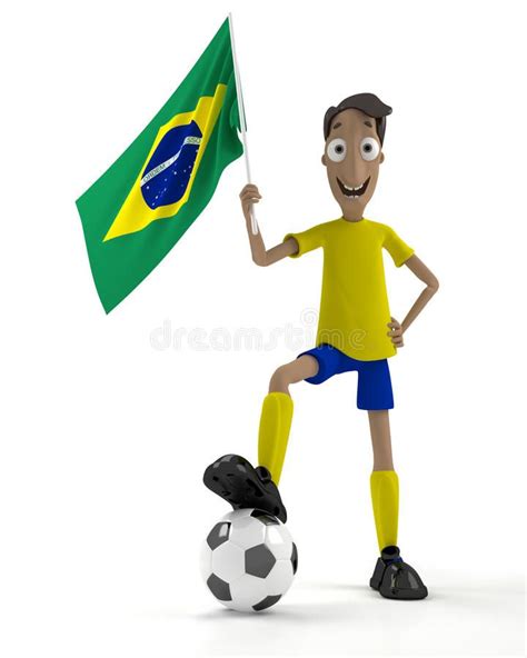 Brazilian Soccer Player Smiling Cartoon Style Soccer Player With Ball