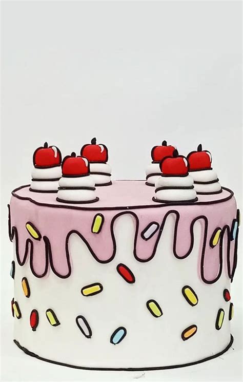 50 Cute Comic Cake Ideas For Any Occasion White Cake Pink Icing Drips