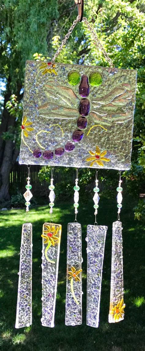 Fused Glass Dragonfly Windchime Glass Fusion Ideas Glass Fusing