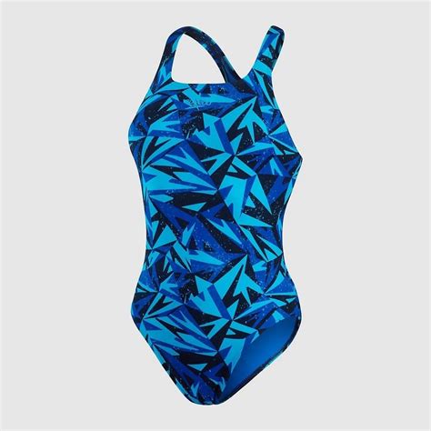 Speedo Womens Hyperboom Allover Medalist Swimsuit Blue