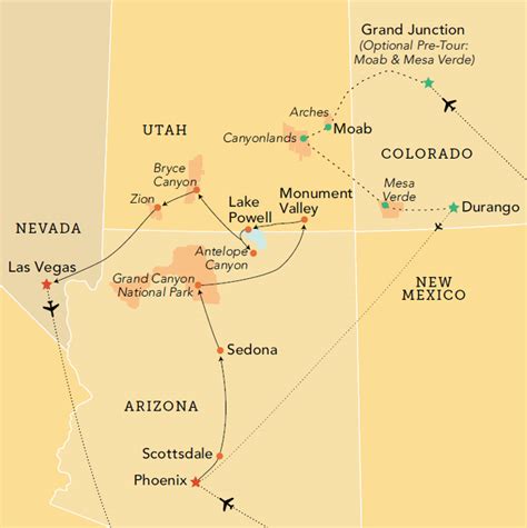 National Parks Map Southwest