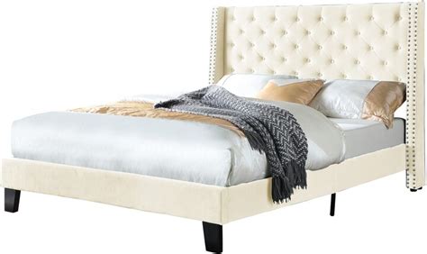 Ac Pacific Mid Century Tufted Platform Bed With Nailhead Trim Shopstyle