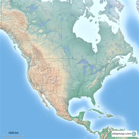 Stepmap United States Topographic Map Landkarte Für Usa