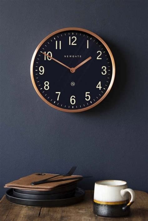 Newgate Mid Century Style Petrol Blue And Copper Wall Clock Mid Century