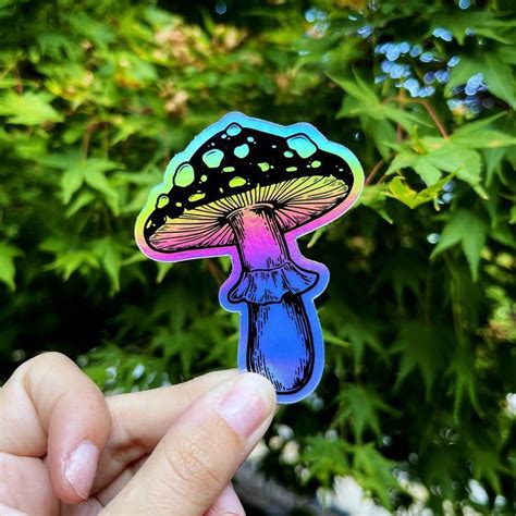 Holographic Mushroom Vinyl Sticker Mushroom Decal Fungi Sticker