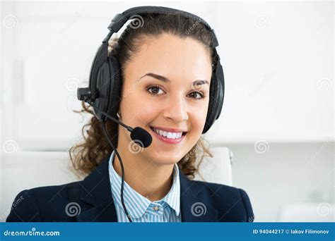 Woman Professional Call Center Operator Talking With Client Stock Image