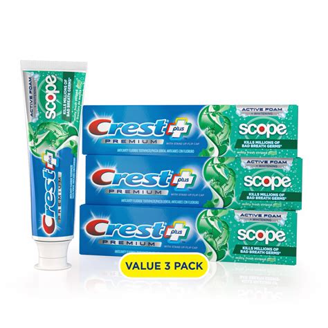 Crest Premium Plus Scope Toothpaste Minty Fresh Flavor
