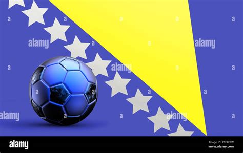 flag of bosnia herzegovina with metal soccer ball national soccer flag soccer world cup