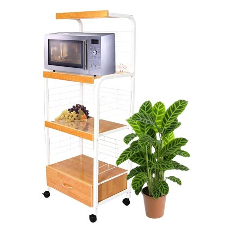 Metal Microwave Cart In White Best Kitchen Organisation Products From