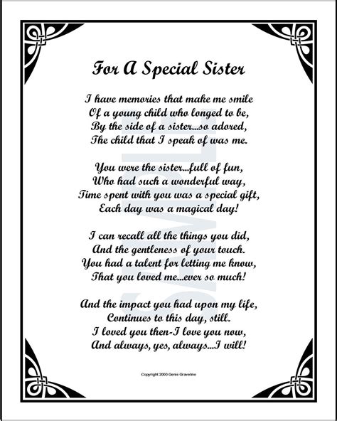for a special sister digital download poem is sent to your etsy australia