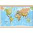 Large Political World Wall Map Wooden Hanging Bars