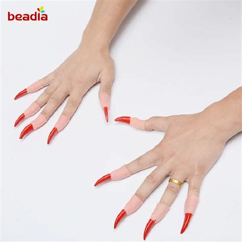 10pcs 6x2cm Halloween Spooky Scary Witches Nails Fake Finger Claws For
