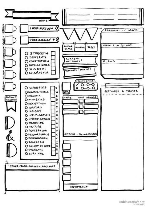 Dandd 5e Character Sheets Hand Drawn Style High Res Versions Dnd