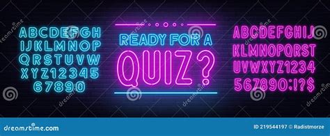 Ready For A Quiz Neon Sign On Brick Wall Background Stock Vector