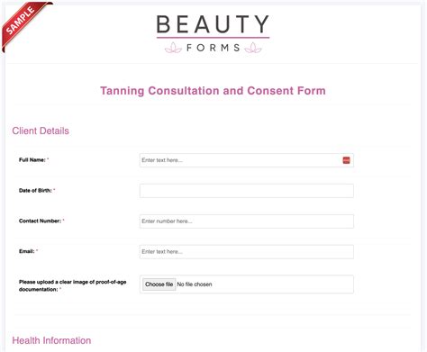 Tanning Consent Form Online Form Templates Beauty Forms