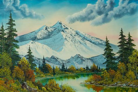 Bob Ross Authentic Original Mountain Summit Painting Contemporary Art