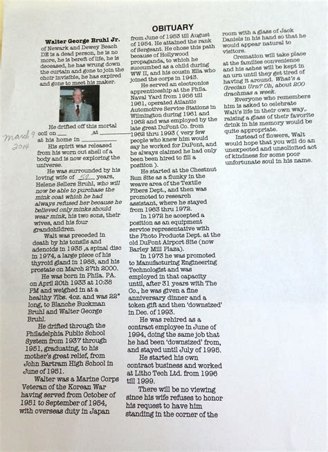 One Man Took It Upon Himself To Write His Own Obituary...Now I Don't