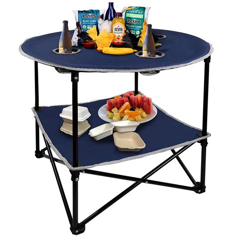 Buy Leses Portable Picnic Table With Shelf Beach Table Outdoor Folding