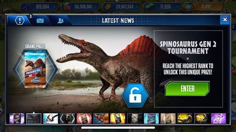 Spinosaurus Gen Tournament Jurassic World The Game Youtube