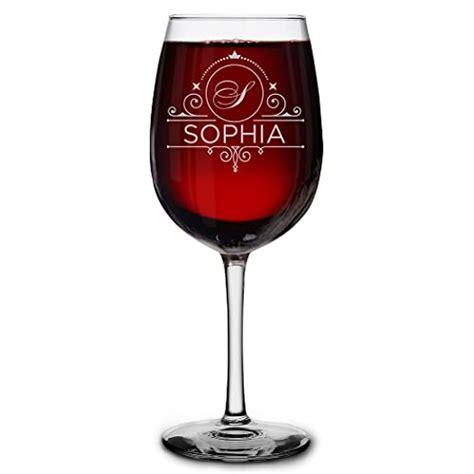 Personalized Monogram Laser Engraved Stemmed Wine Glass 16 Oz Custom Initial Name Drinking