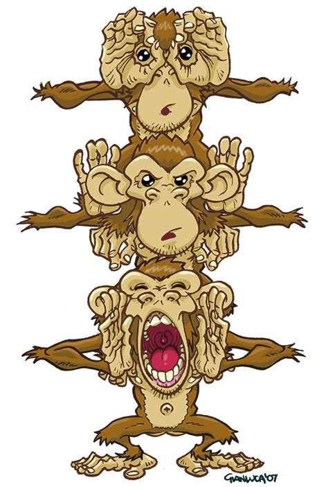 Three Wise Monkeys Drawing