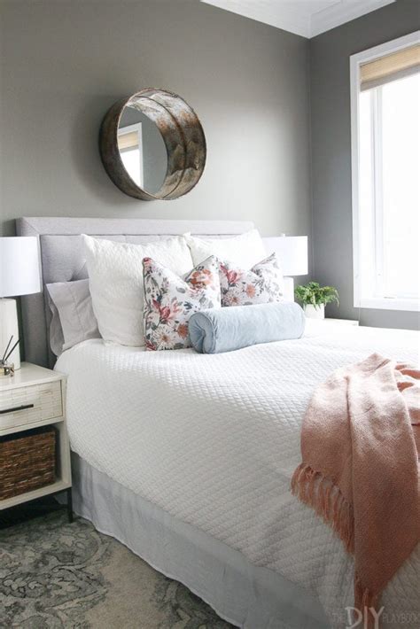 Use the hashtag #myrcwilleyhome on your instagram picture and you may be featured on social media and our website! A Gray Guest Bedroom with Blush Accents | The DIY Playbook