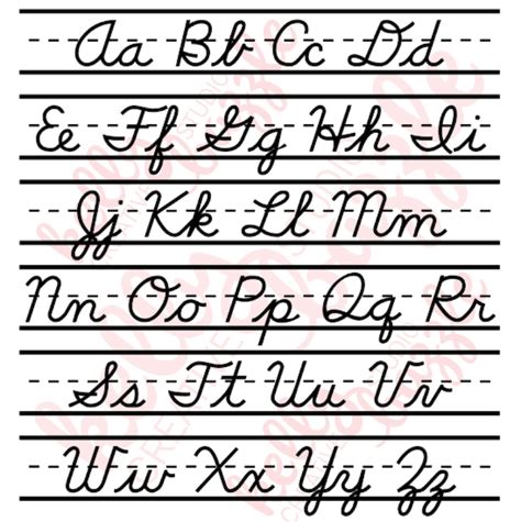 Alphabet Cursive Chart Svg File For Cricut Silhouette Abc Etsy